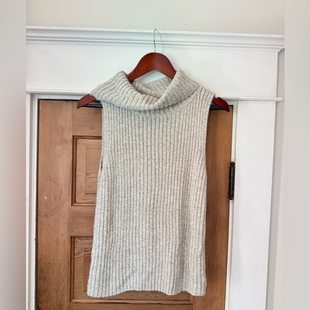 Faded Glory Ribbed Sleeveless Cowl Neck Sweater - Cream